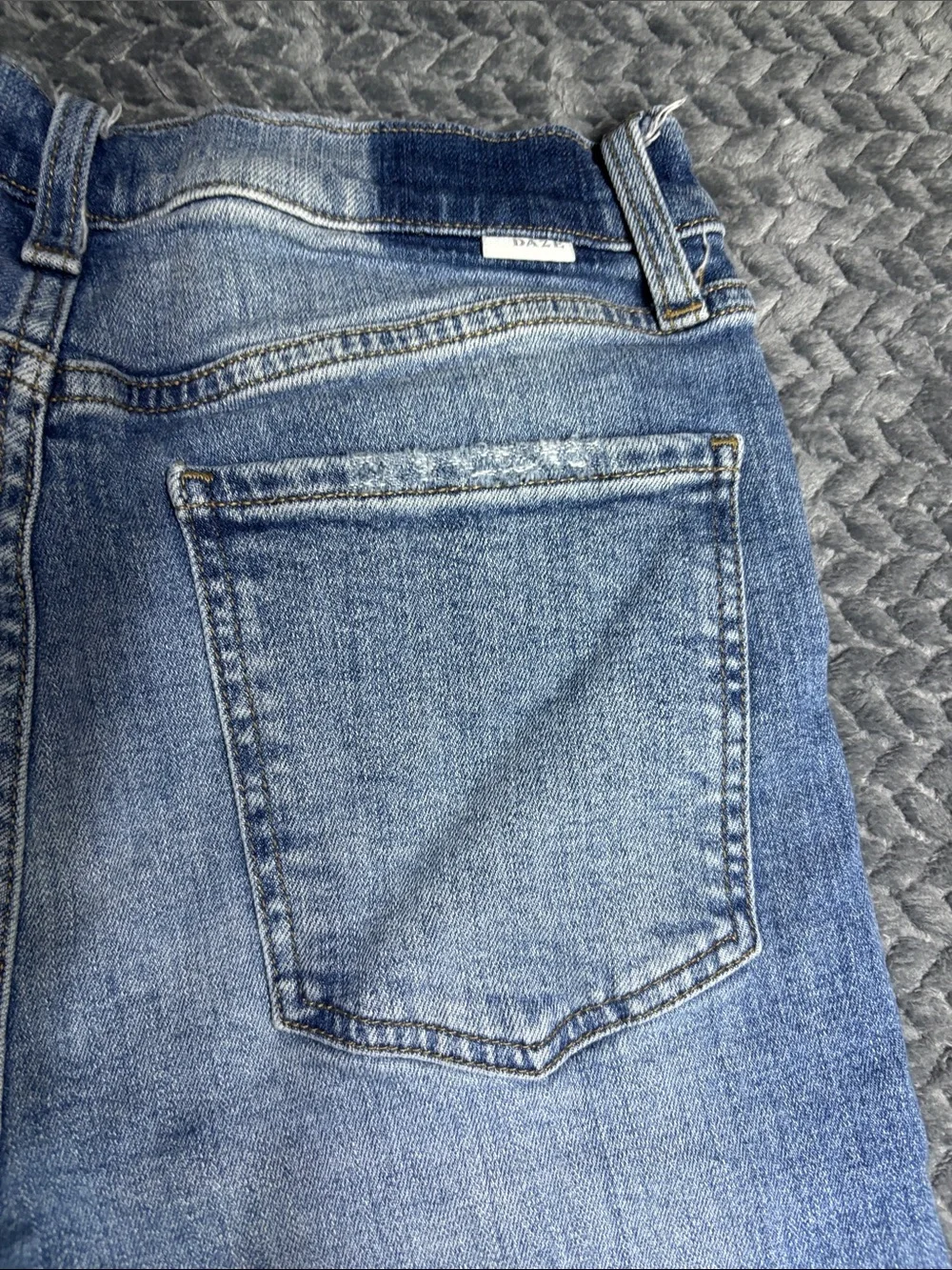 Daze Classic Blue Flare Jeans with Light Distressing